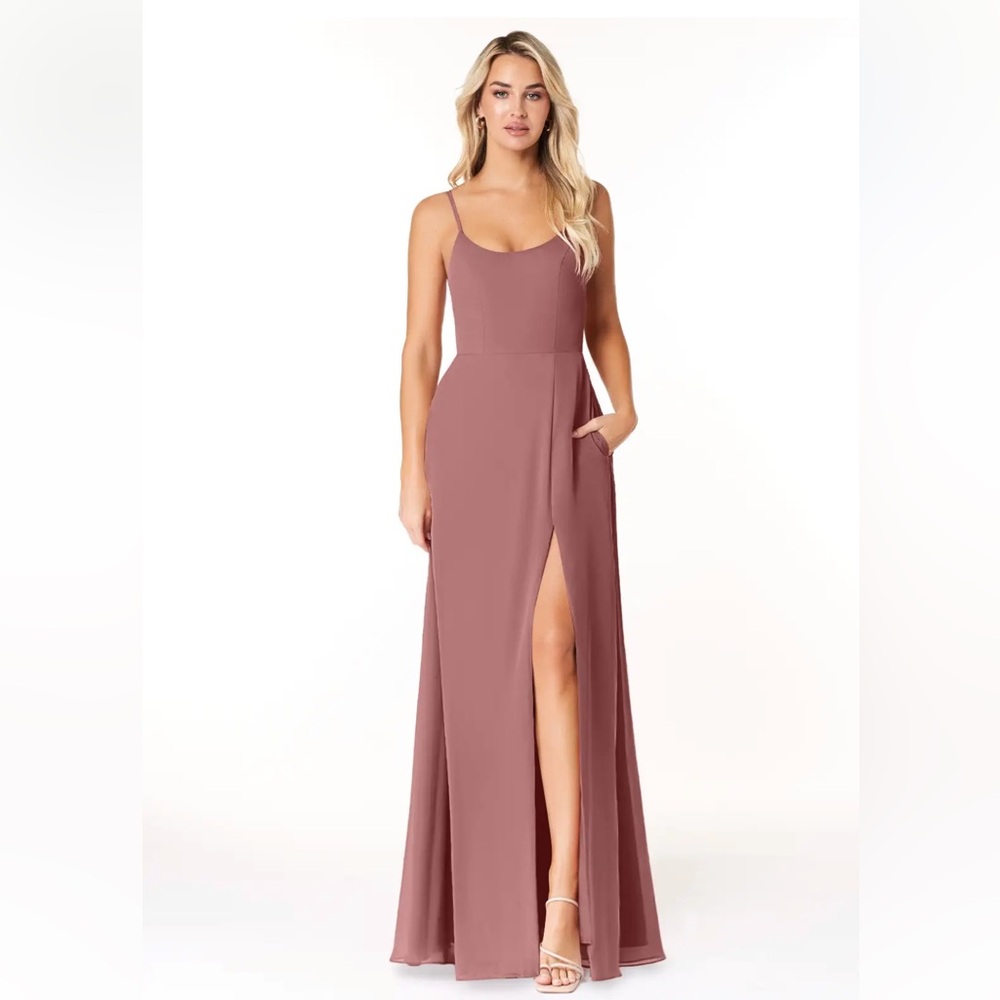 Adair Moira desert rose a line scoop chiffon dress 34 bust 27 waist 35.5 hips.